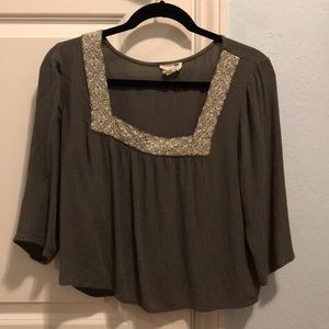 PAC Sun LA Hearts paisley-lined blouse olive green